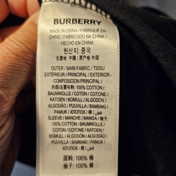 Burberry Unisex Check Sleeve Cotton T-shirt - Picture 6 of 7